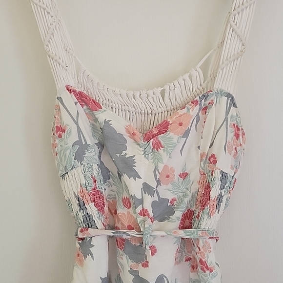 Pretty Floral Linen and Crochet Summer Dress Free People - Picture 3 of 11